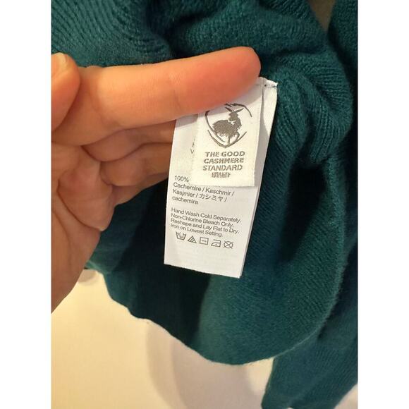 J. Crew Soft 100% Cashmere Teal Green Unisex Crew Neck Pullover Sweater Size L - Picture 4 of 6